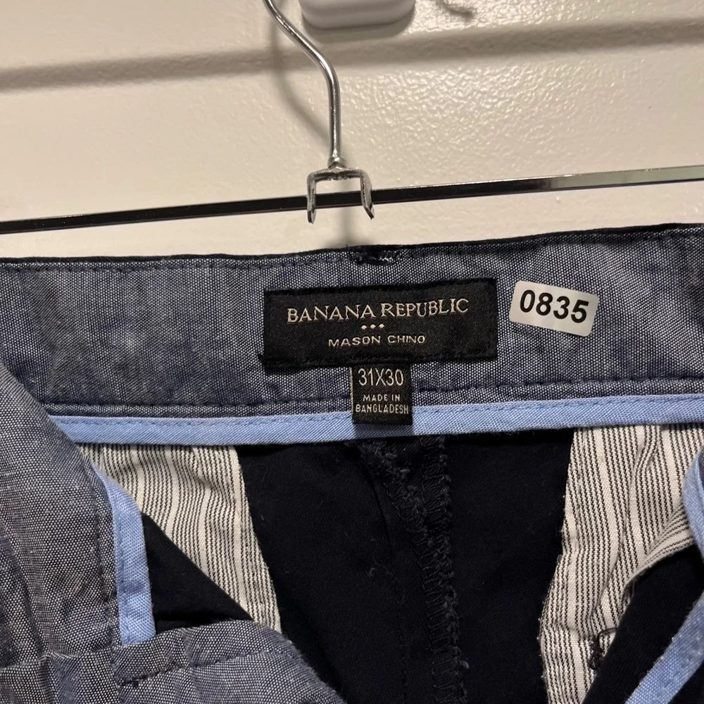 Banana Republic Mason Chino Mens 31x30 Navy Blue Athletic Tapered Fit Pants